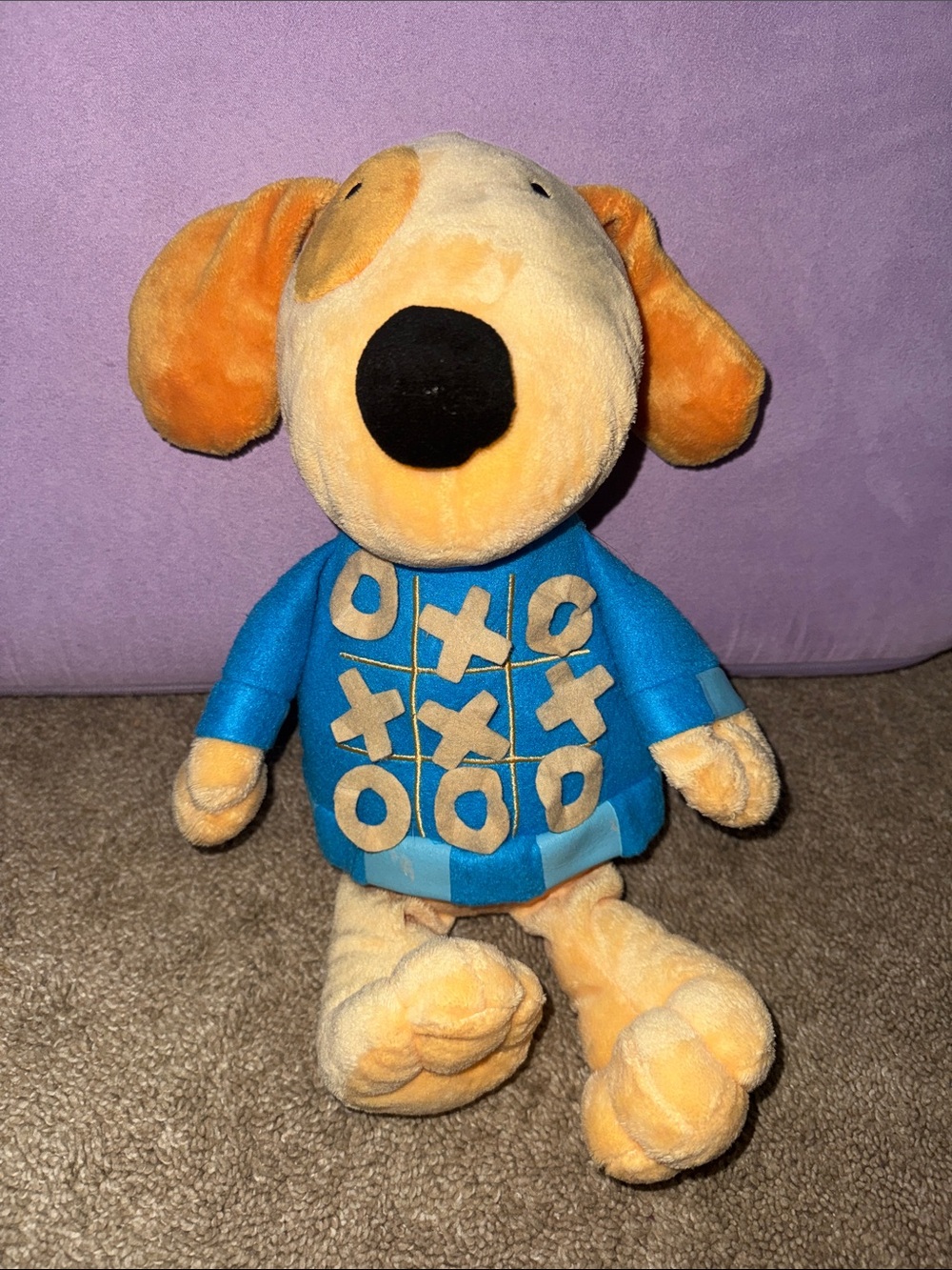 Hallmark Tic Toc Tucker Puppy Dog Plush Animal With X's & O's Blue Shirt 14"
